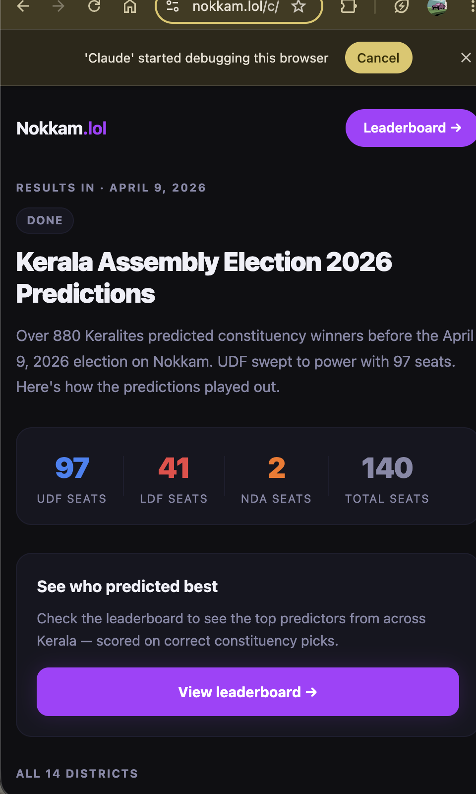 Election results and district breakdown
